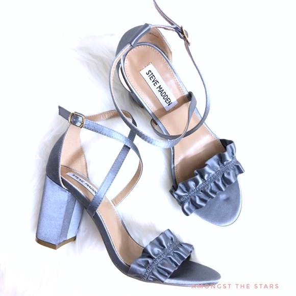 Steve Madden Shoes - Steve Madden Sundaze Satin Grey Ruffle Heels